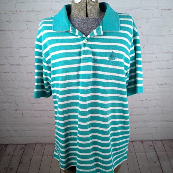 Vintage Men's Izod Turquoise/White Polo Shirt M - Picture 1 of 7